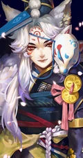 戴狐狸面具的和风游戏《阴阳师》人物手机壁纸推荐