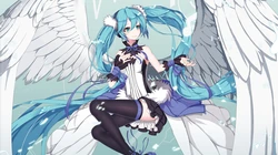 动漫二次元美少女人物初音未来的大翅膀绝美插画壁纸