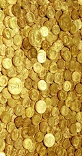 金闪闪的金条，满地的金币高清手机壁纸下载