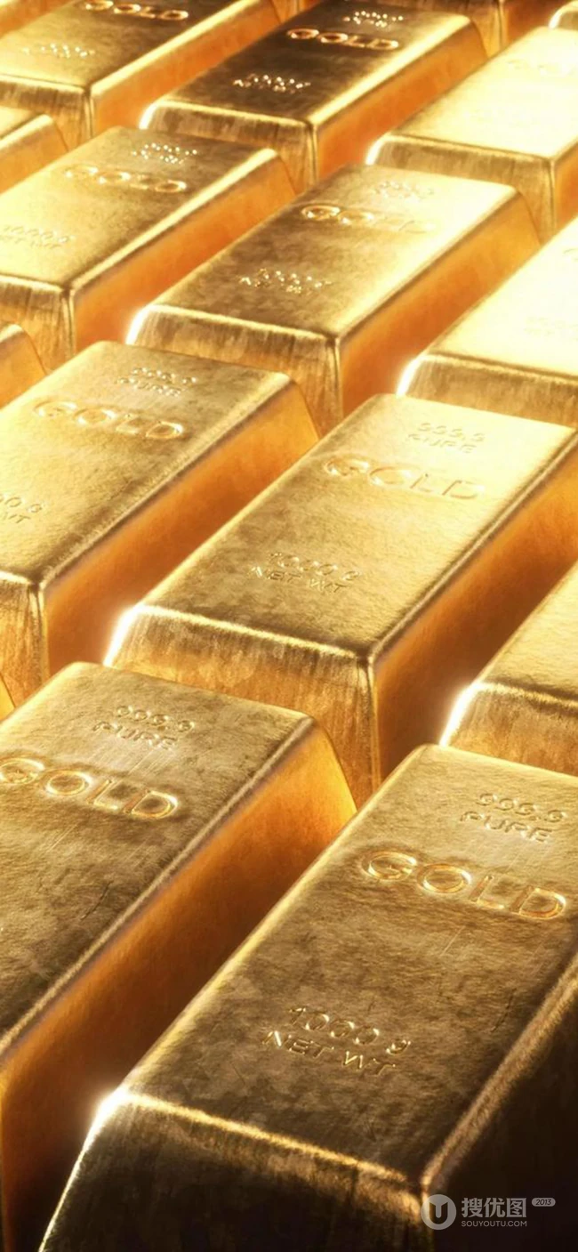 金闪闪的金条，满地的金币高清手机壁纸下载