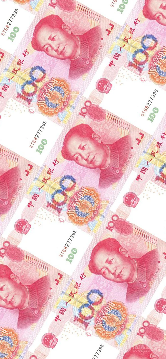 是时候暴富了，全民最爱人民币手机壁纸图片，红红火火的就是美