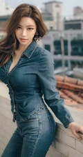 南韩绝美网拍女生佳人Ssovely紧身衣，牛仔裤系列写真图集（一）