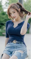 南韩绝美网拍女生佳人Ssovely紧身衣，牛仔裤系列写真图集（一）