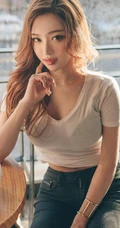 南韩绝美网拍女生佳人Ssovely紧身衣，牛仔裤系列写真图集（一）
