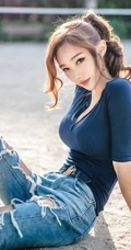 南韩绝美网拍女生佳人Ssovely紧身衣，牛仔裤系列写真图集（一）