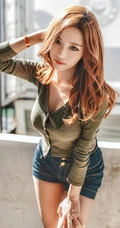 南韩绝美网拍女生佳人Ssovely紧身衣，牛仔裤系列写真图集（一）