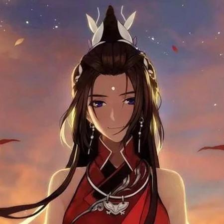 手绘唯美古风红衣女子，非常适合爱汉服文化的女生使用的古风QQ头像