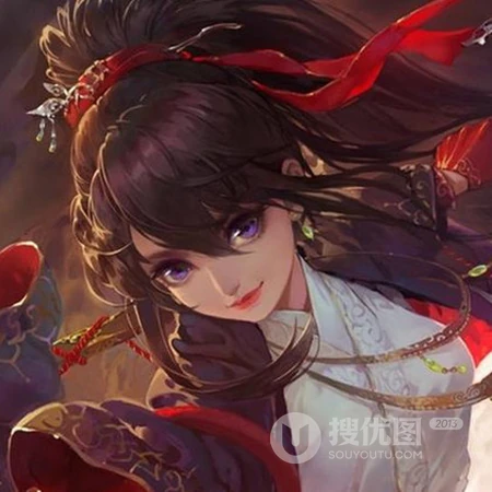 手绘唯美古风红衣女子，非常适合爱汉服文化的女生使用的古风QQ头像