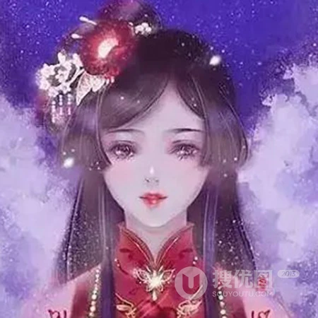手绘唯美古风红衣女子，非常适合爱汉服文化的女生使用的古风QQ头像