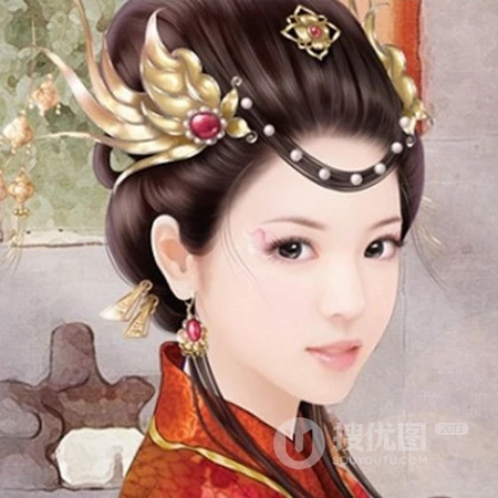手绘唯美古风红衣女子，非常适合爱汉服文化的女生使用的古风QQ头像