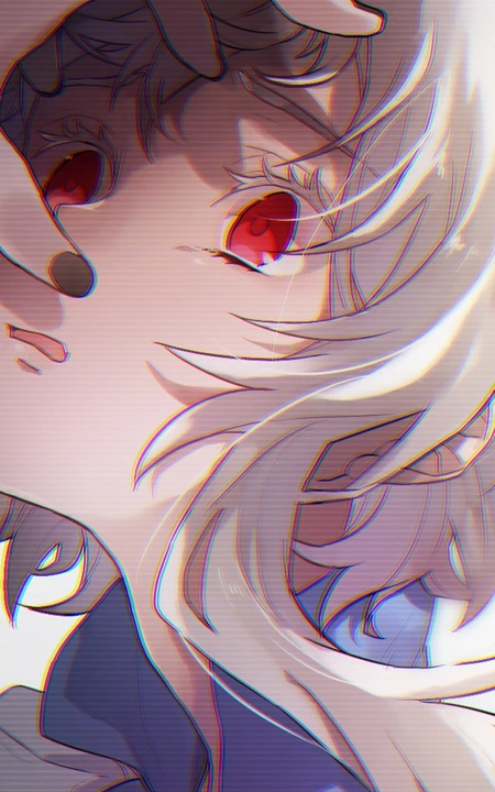 红色瞳孔的动漫少女人物插画手机壁纸