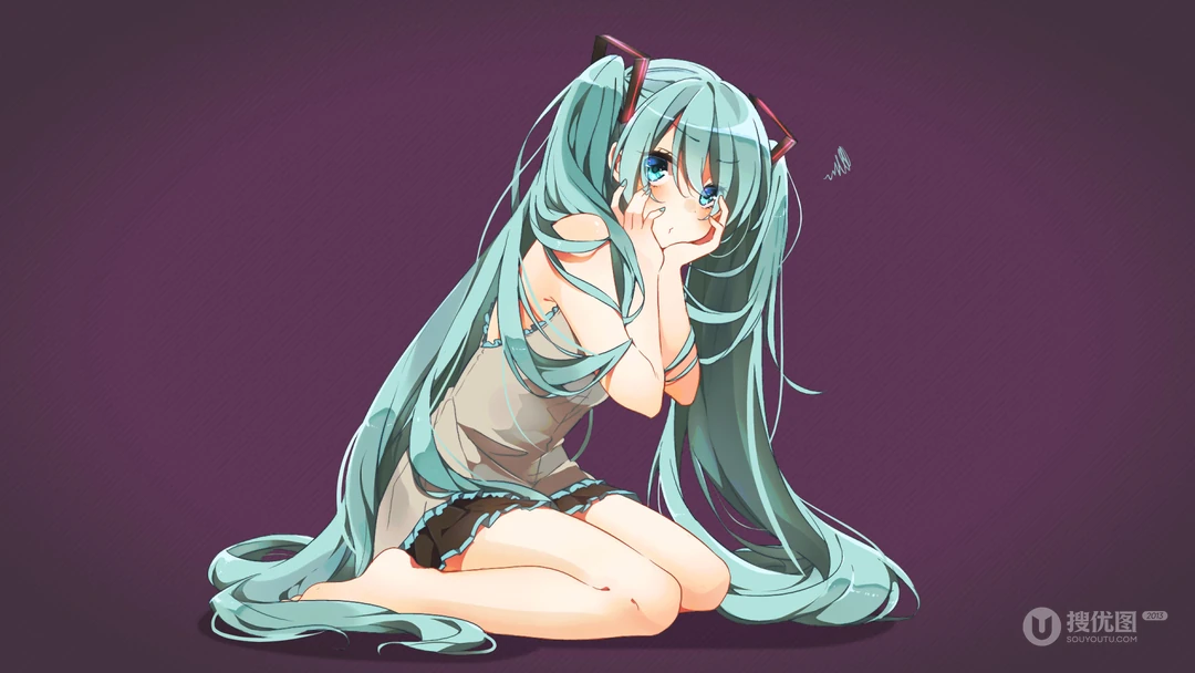 动漫人物初音未来简洁纯色背景桌面壁纸5月6日推荐