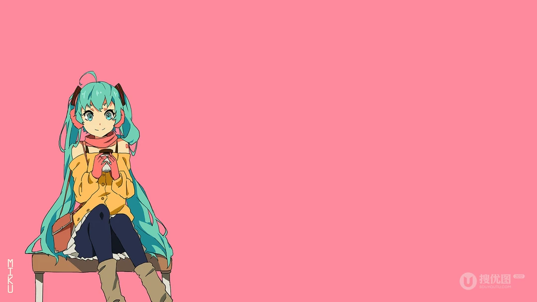 动漫人物初音未来简洁纯色背景桌面壁纸5月6日推荐