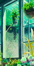 花香满屋的二次元花朵花卉场景插画美图，宫崎骏场景壁纸图片