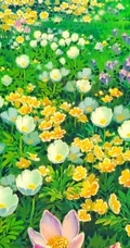 花香满屋的二次元花朵花卉场景插画美图，宫崎骏场景壁纸图片