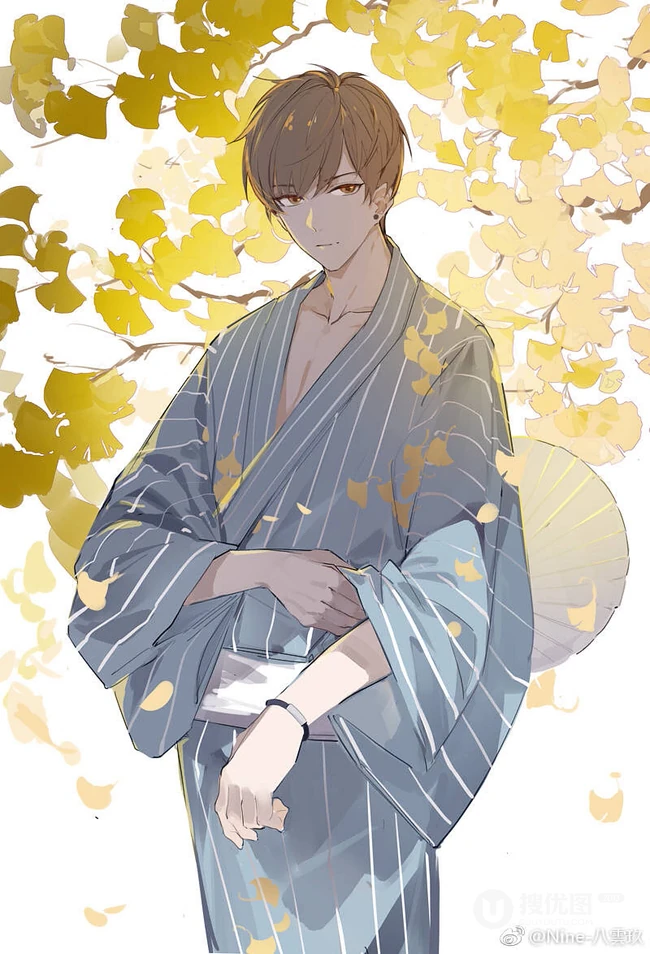 花儿与少年，超美二次元动漫帅哥美少男唯美意境插画图片