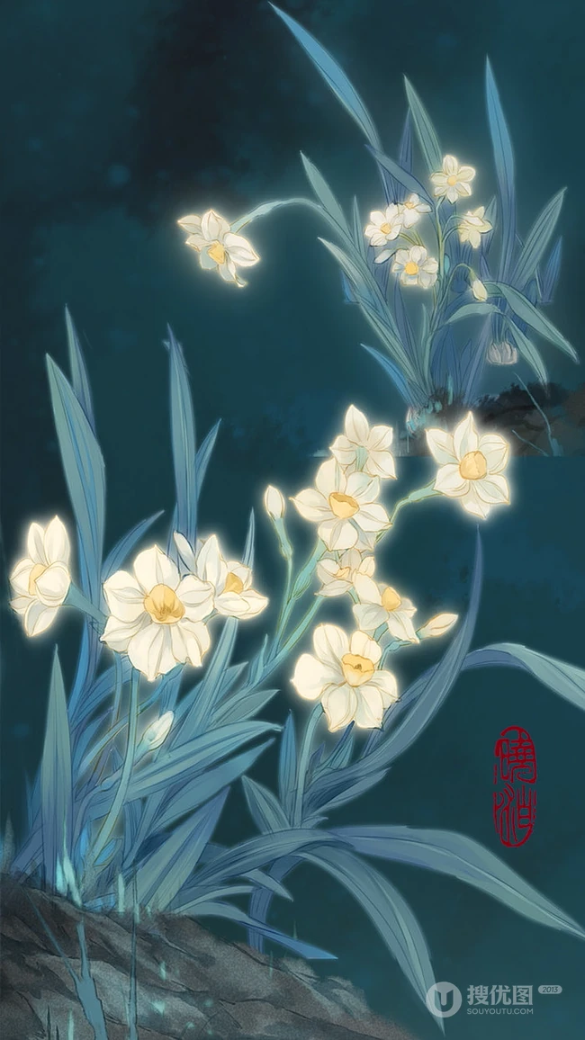 花儿与少年，超美二次元动漫帅哥美少男唯美意境插画图片