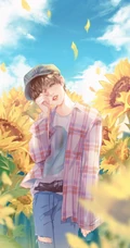 花儿与少年，超美二次元动漫帅哥美少男唯美意境插画图片