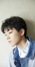 王俊凯牛仔衣黑裤帅气静坐文静写真图片