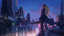 帅气酷动漫女生霸气的插画桌面壁纸