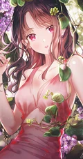 花与少女，二次元小清新少女森系手绘插画超清美图