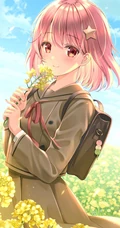 花与少女，二次元小清新少女森系手绘插画超清美图