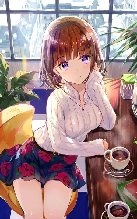 花与少女，二次元小清新少女森系手绘插画超清美图