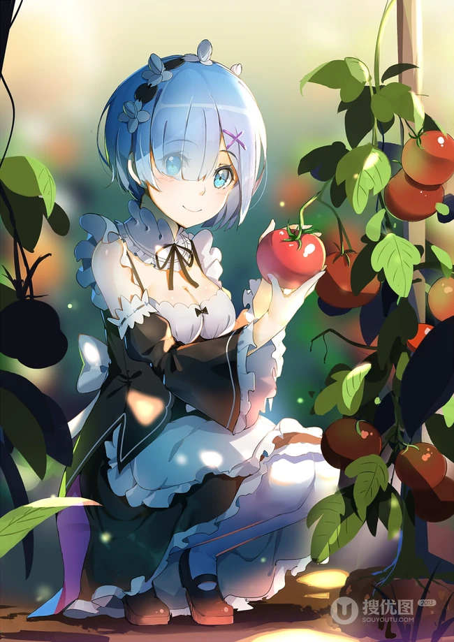花与少女，二次元小清新少女森系手绘插画超清美图
