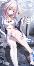 长白线条感二次元运动系兔耳朵少女休闲短裤，短裙插画图片