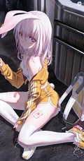 长白线条感二次元运动系兔耳朵少女休闲短裤，短裙插画图片