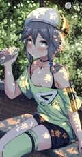 长白线条感二次元运动系兔耳朵少女休闲短裤，短裙插画图片