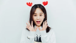 美女海陆可爱圣诞节麋鹿装扮表情包桌面壁纸