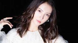 金晨白纱个性上衣黑色背景纯色写真壁纸图片