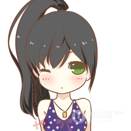 超可爱呆萌的线条动漫女生简笔画头像图片