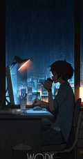 动漫美少年，孤单一个人主题，画师pasoputi插画作品美图