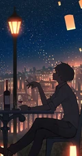 动漫美少年，孤单一个人主题，画师pasoputi插画作品美图