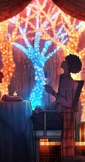 动漫美少年，孤单一个人主题，画师pasoputi插画作品美图