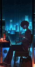 动漫美少年，孤单一个人主题，画师pasoputi插画作品美图