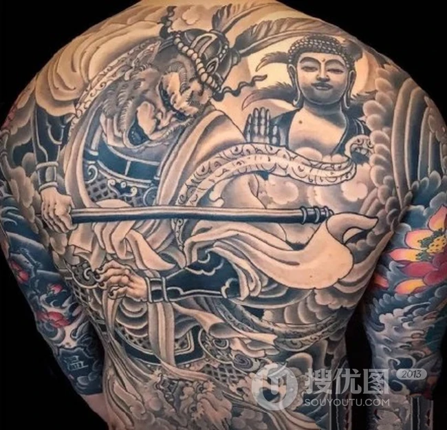 悟空，孙悟空纹身，适合男生的霸气孙悟空彩绘大纹身图案图片 第5张