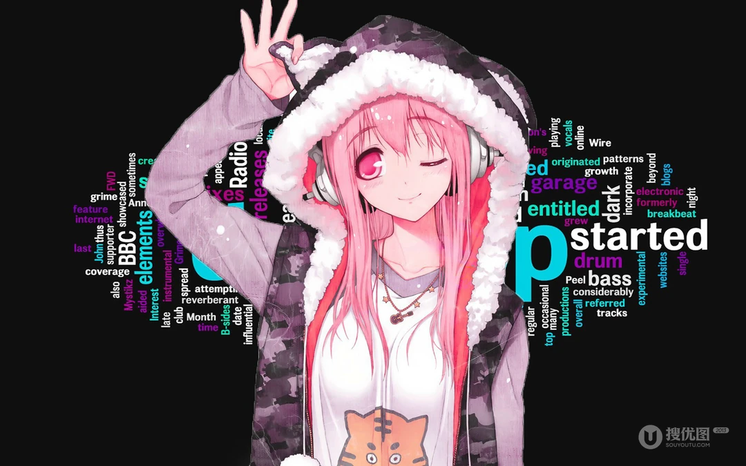 带帽衫的二次元大眼动漫少女，帅气的二次元动漫战士等桌面壁纸套图