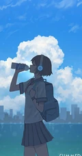 二次元少女，孤独一个人主题插画图片，P站画师pasoputi作品