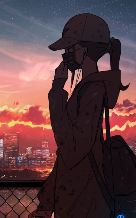 二次元少女，孤独一个人主题插画图片，P站画师pasoputi作品