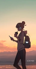 二次元少女，孤独一个人主题插画图片，P站画师pasoputi作品