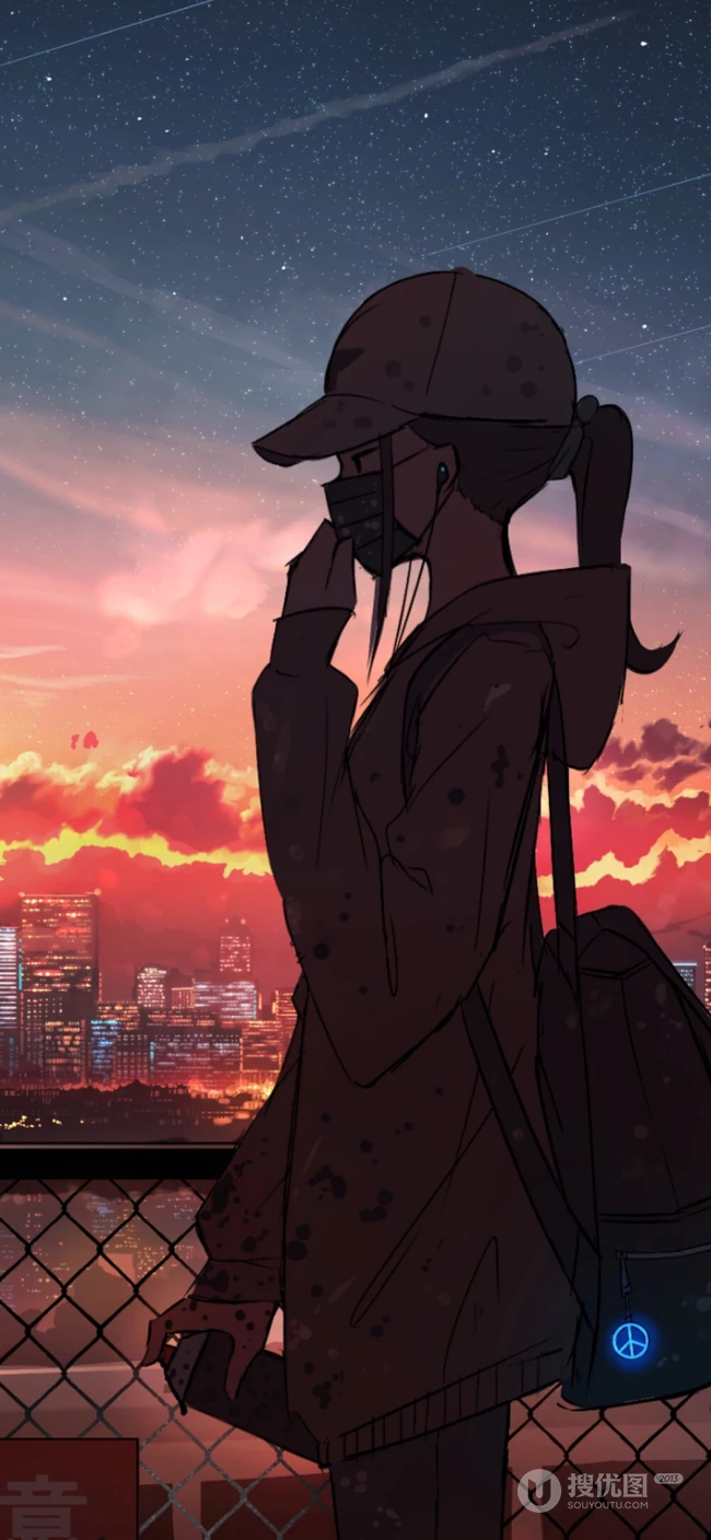 二次元少女，孤独一个人主题插画图片，P站画师pasoputi作品