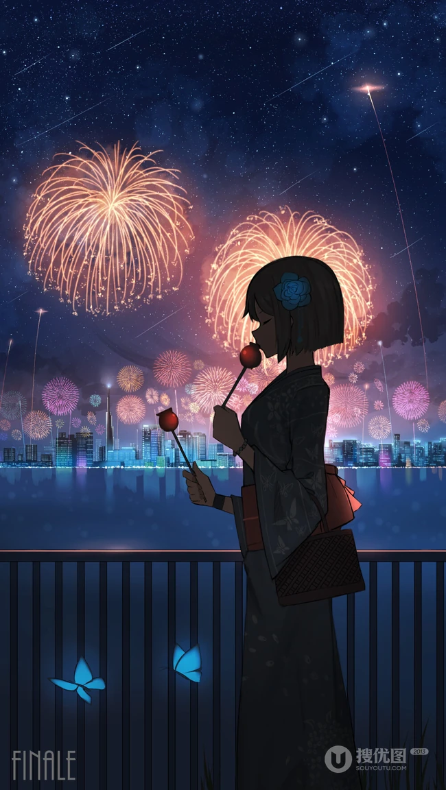 二次元少女，孤独一个人主题插画图片，P站画师pasoputi作品