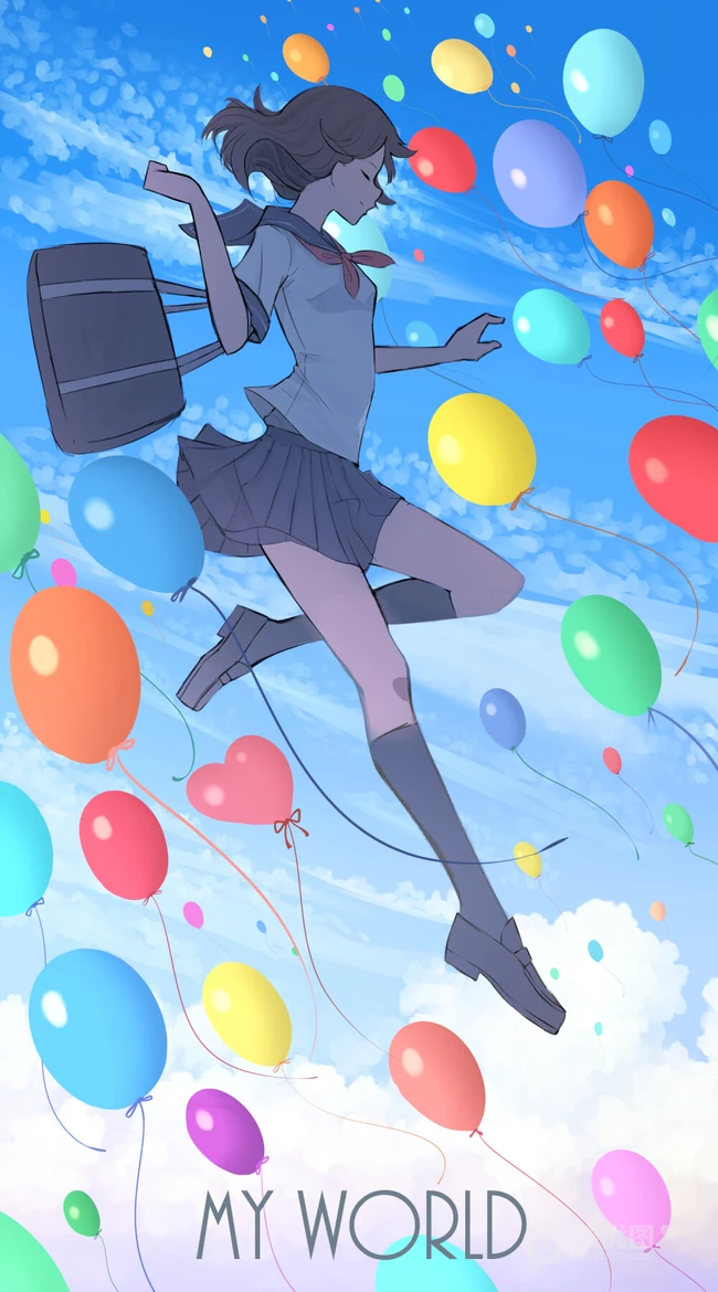 二次元少女，孤独一个人主题插画图片，P站画师pasoputi作品