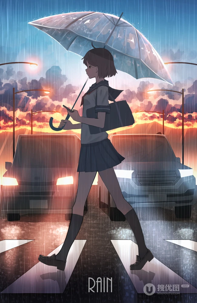 二次元少女，孤独一个人主题插画图片，P站画师pasoputi作品