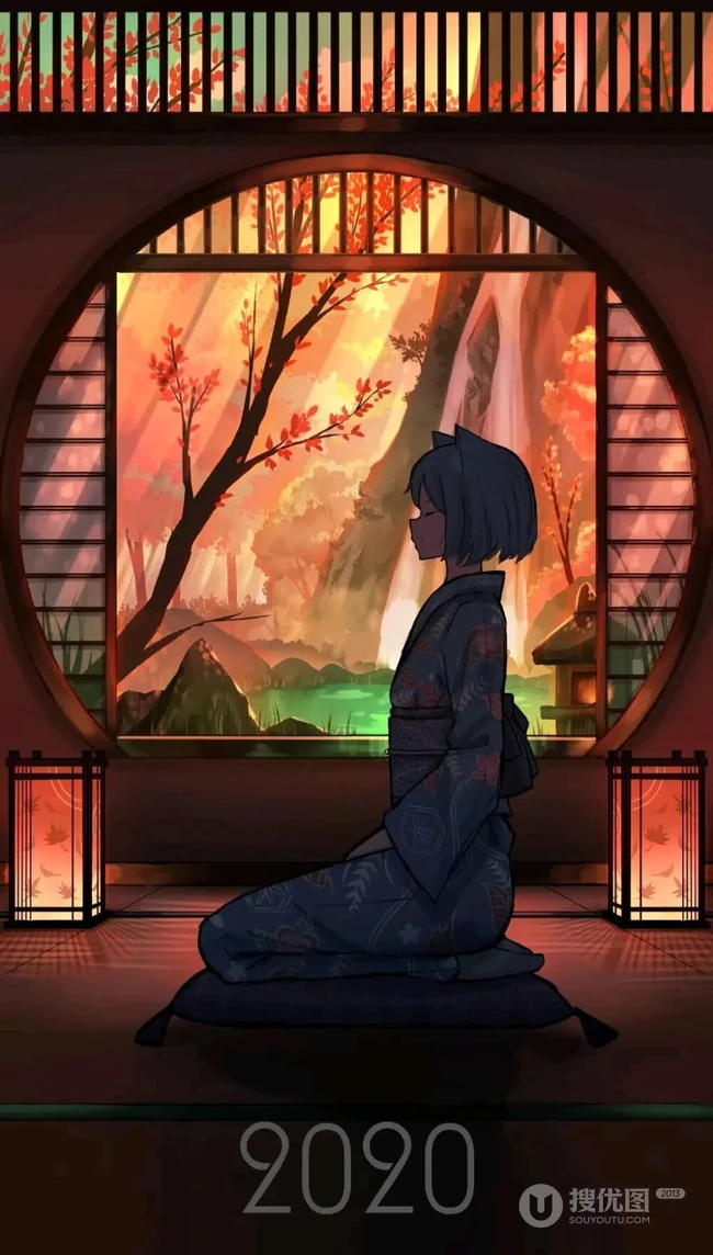 二次元少女，孤独一个人主题插画图片，P站画师pasoputi作品