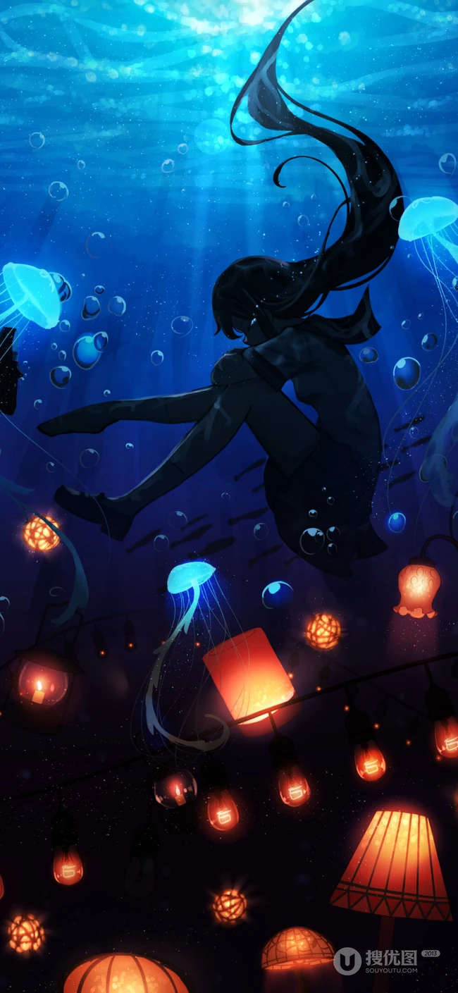 二次元少女，孤独一个人主题插画图片，P站画师pasoputi作品
