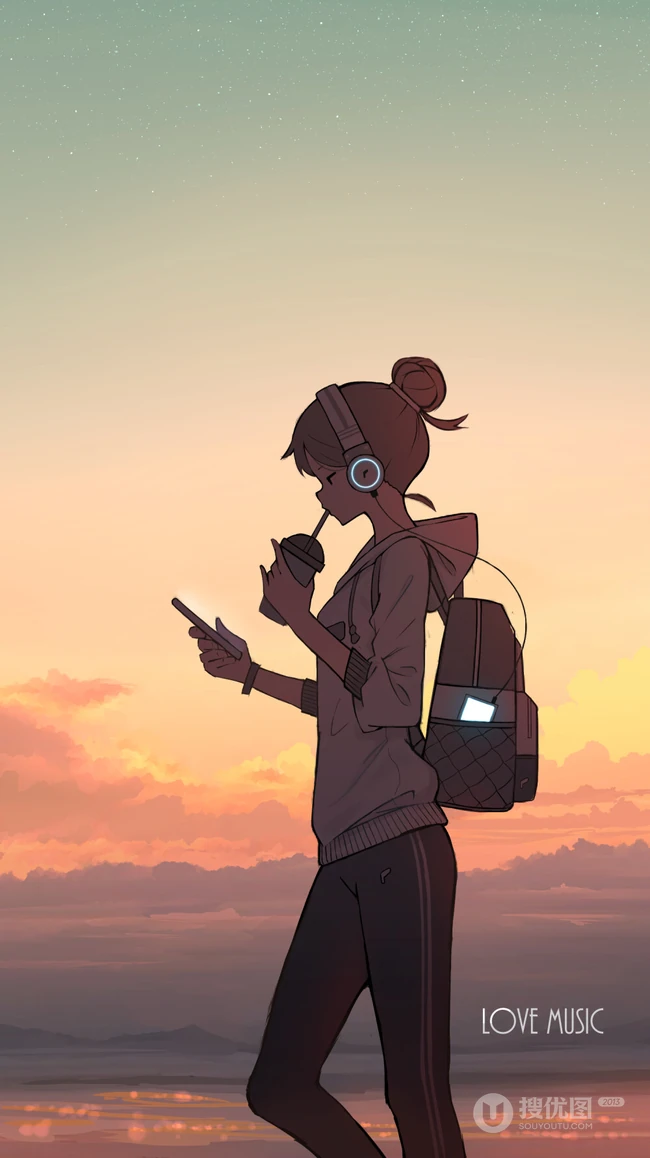 二次元少女，孤独一个人主题插画图片，P站画师pasoputi作品